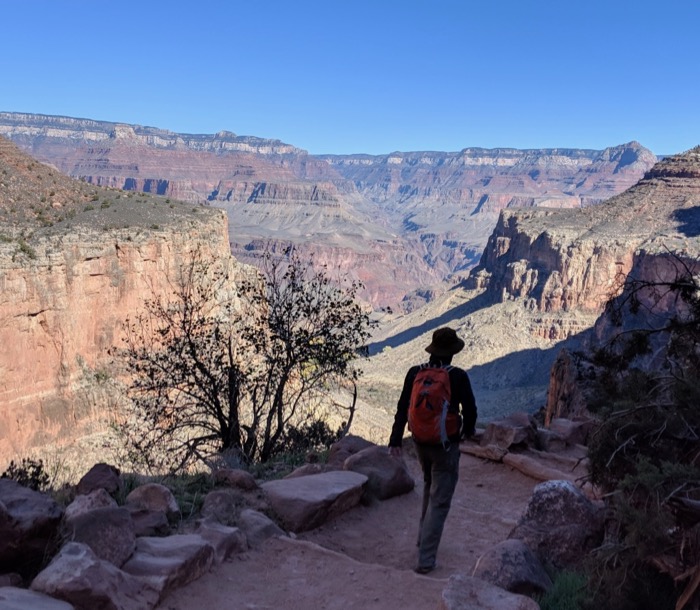 hiking down Bright Angel, Grand Canyon