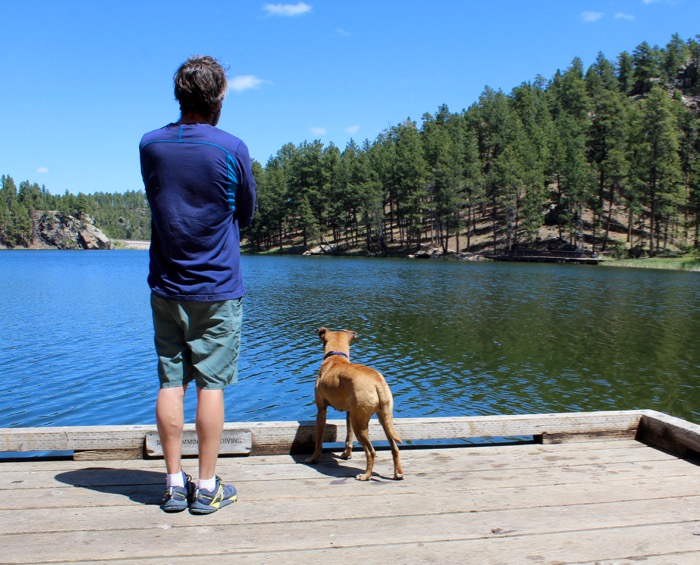 horse thief lake with dog