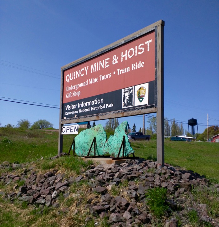 quincy mine and hoist sign
