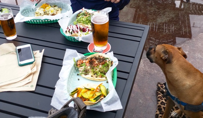 white duck tacos and yeehaw beer