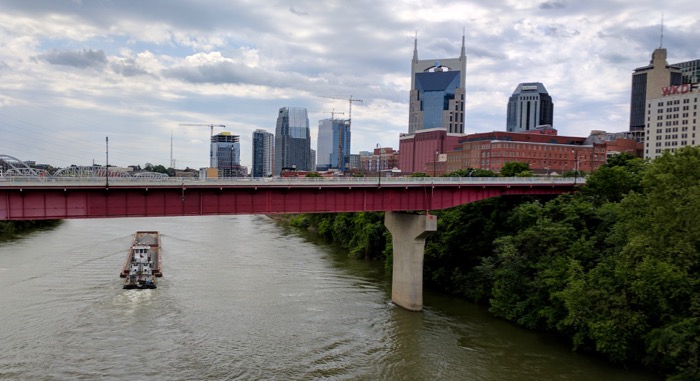 Nashville downtown skyline over the river