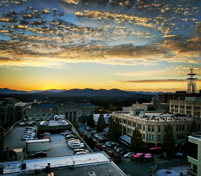 asheville rooftop sunset