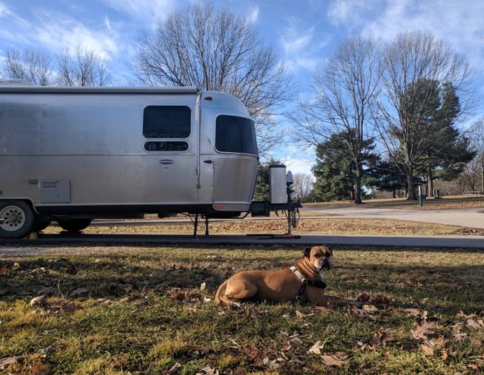 bugsy and the airstream at kentucky horse park campground