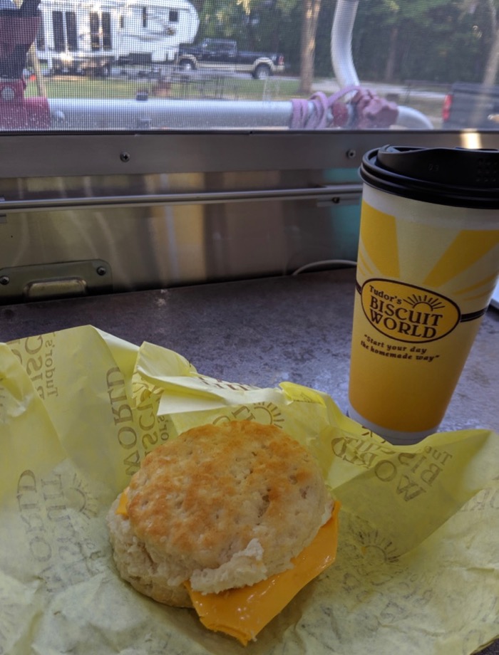 Biscuit World coffee and biscuit in the Airstream