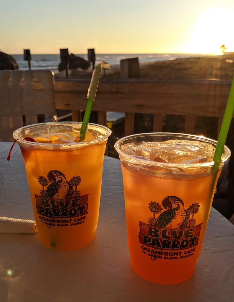 sunset beachfront cocktails at Blue Parrot