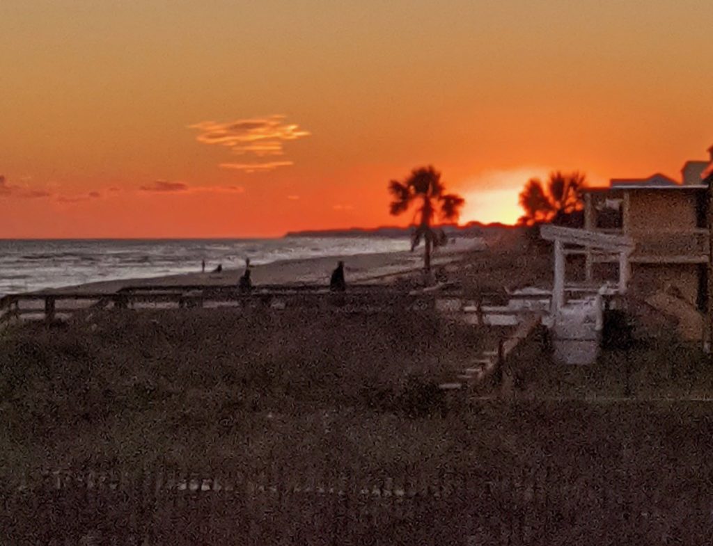 sunset over St George Island beach from Blue Parrot