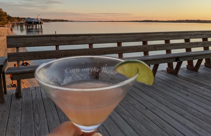 sunset cocktail at Cap's on the Water in Vilano Beach