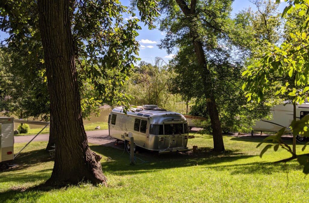 the Airstream at Lindenwood Campground in Fargo
