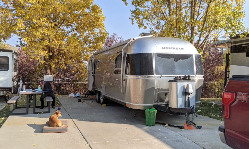 The Airstream and Bugsy at Park City RV Resort