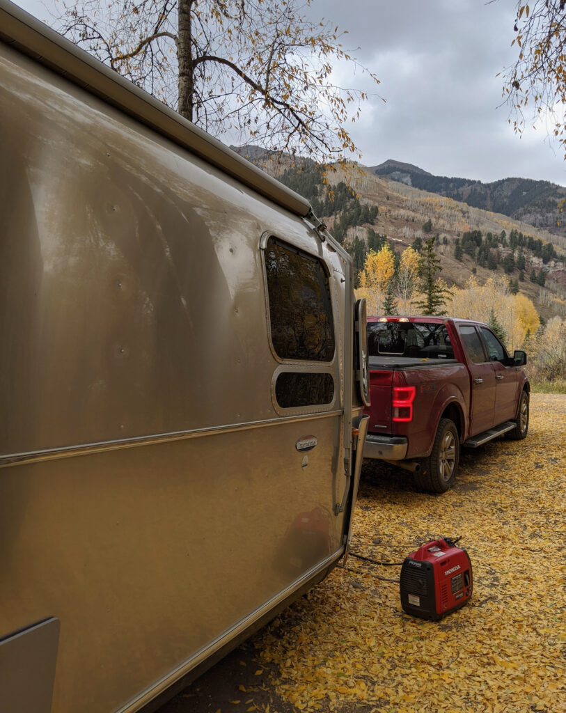 the Airstream at the Telluride campground