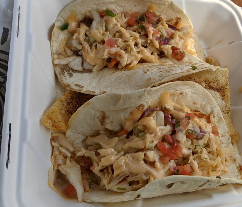 fish tacos from Loungin Lizard in Cortez