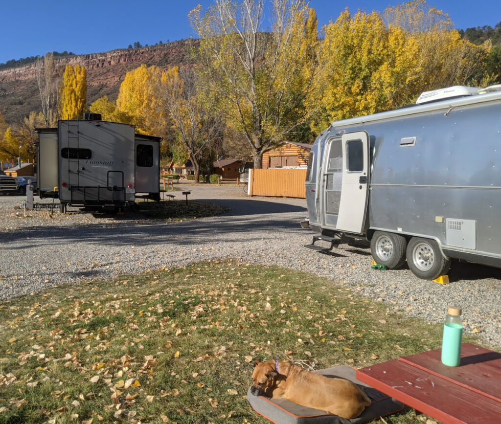 Bugsy and the Airstream at Alpen Rose in Durango