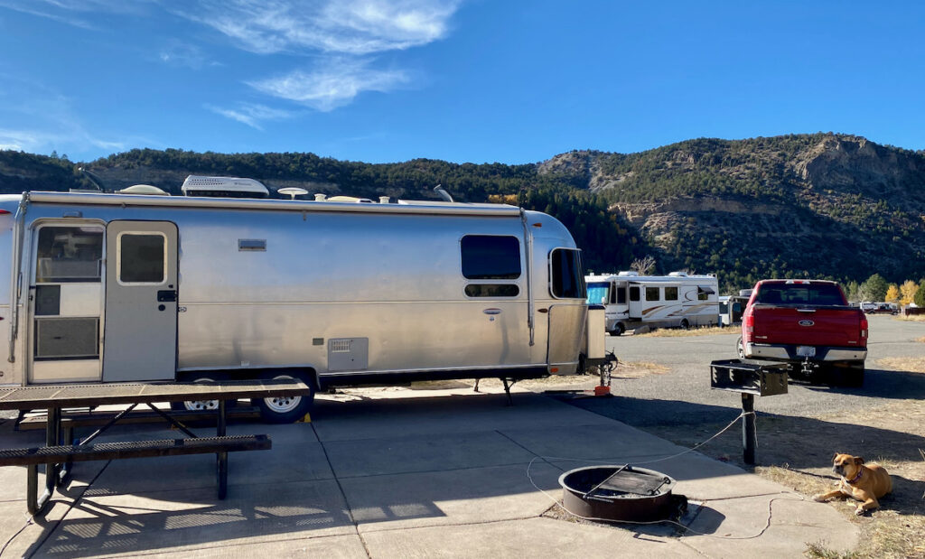 the Airstream and F-150 at Ridgway State Park