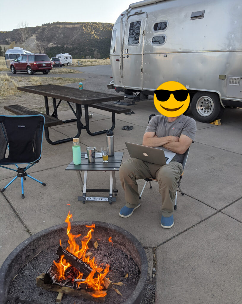 hanging at the airstream with a campfire at ridgway state park