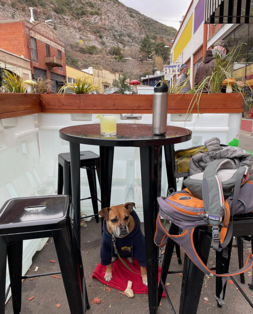 a drink on the patio at Bisbee Social Club