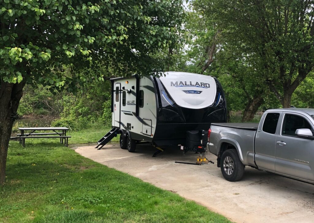 rental RV parked at Wilson's Riverfront RV Resort