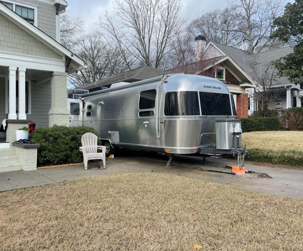 the Airstream parked in Atlanta