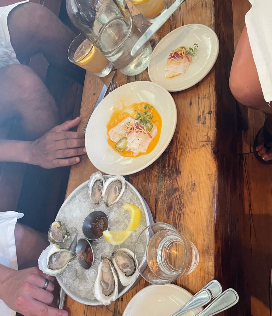 oysters and ceviche at Scales