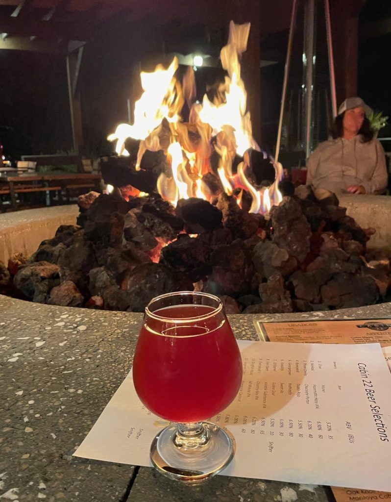 beer at the fire pit at Cabin 22