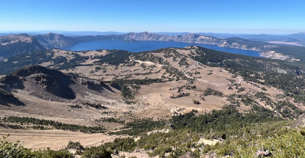 the view of Crater Lake from the top of Mount Scott