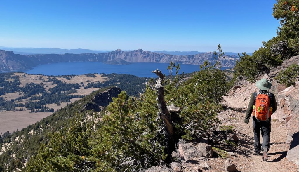 view of Crater Lake from the Mount Scott hike