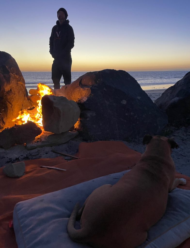 campfire sunset at Rincon Parkway Campground