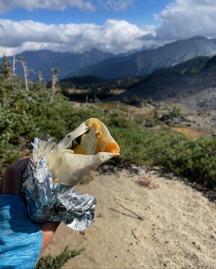 breakfast burrito in Mount Rainier NP