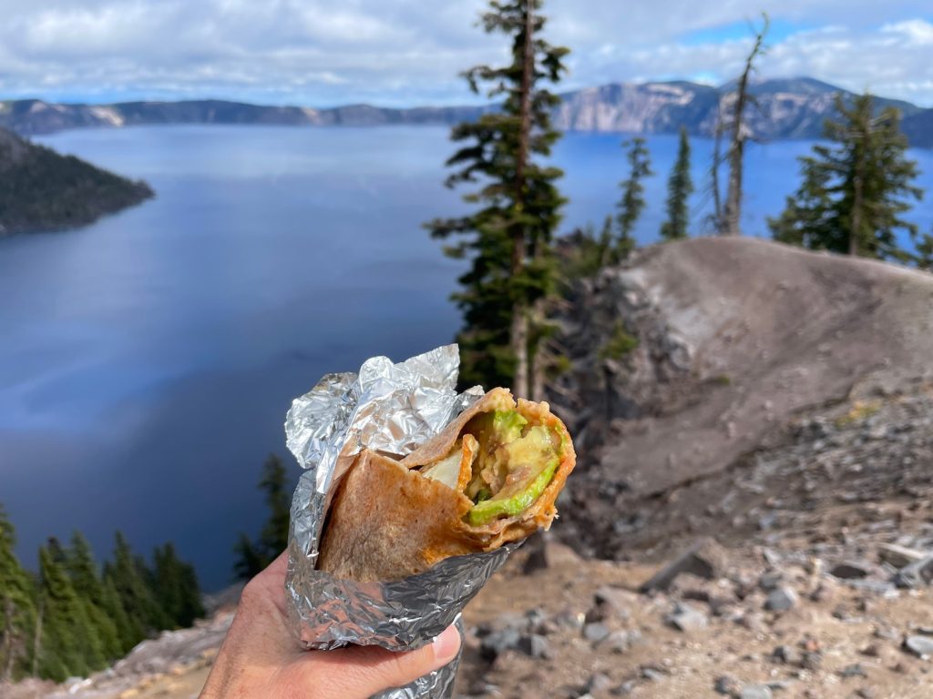 breakfast burrito at Crater Lake
