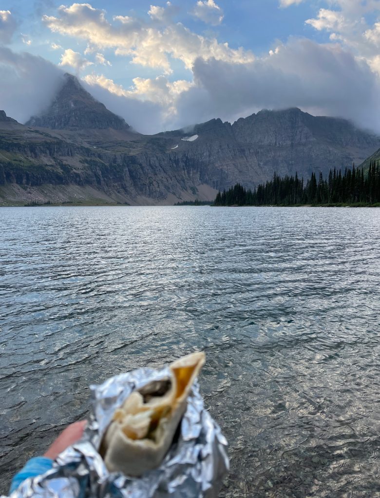 breakfast burrito in Glacier NP