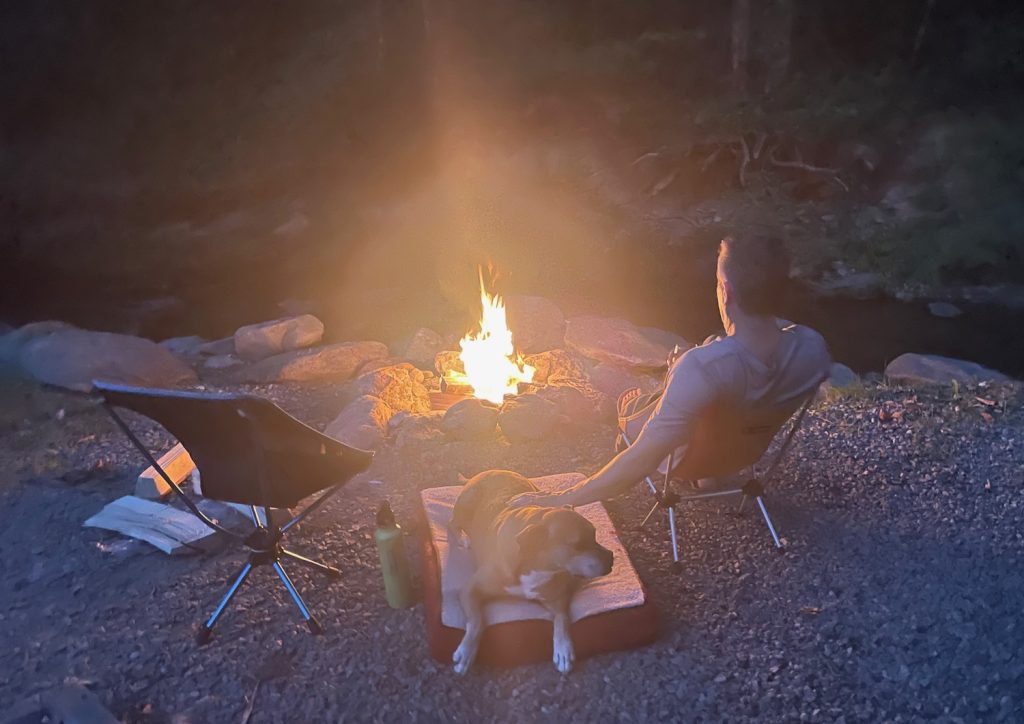 creeksite firepit at Flintlock Campground