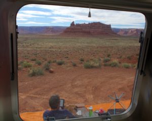 view from airstream of valley of the gods utah