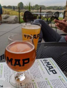 beers on the patio at MAP brewing