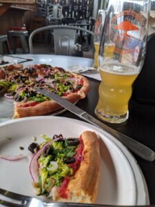 pizza and beer at higherground brewing