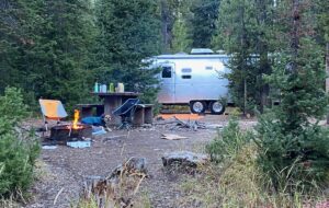 Airstream camping in Iron Creek Campground in Stanley