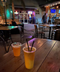cocktails at The Hut tiki bar