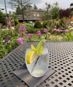 a cocktail in the garden at Best Cellar in Blowing Rock
