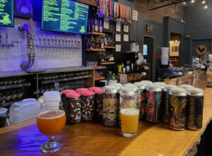 beers and cans to go at Bhramari Brewing